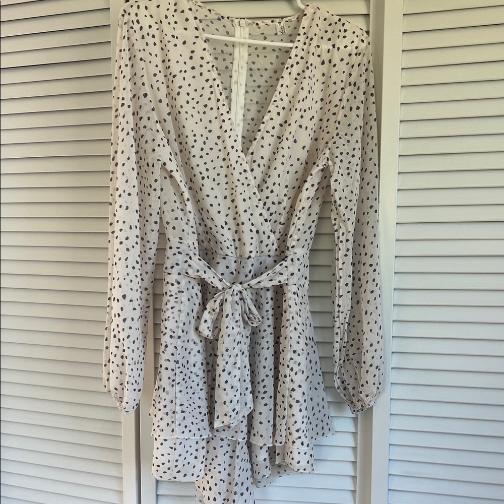 Polka Dot Long Sleeve Wrap Dress